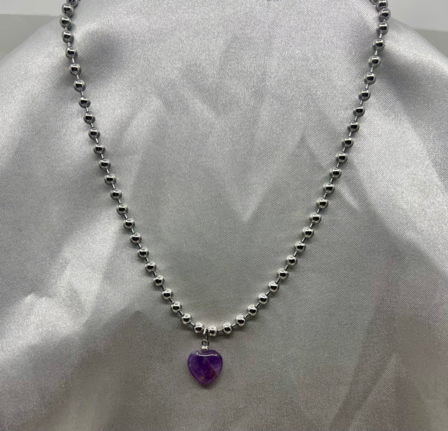 AMETHYST 4MM BALL CHAIN- protection, stress relief, inner peace