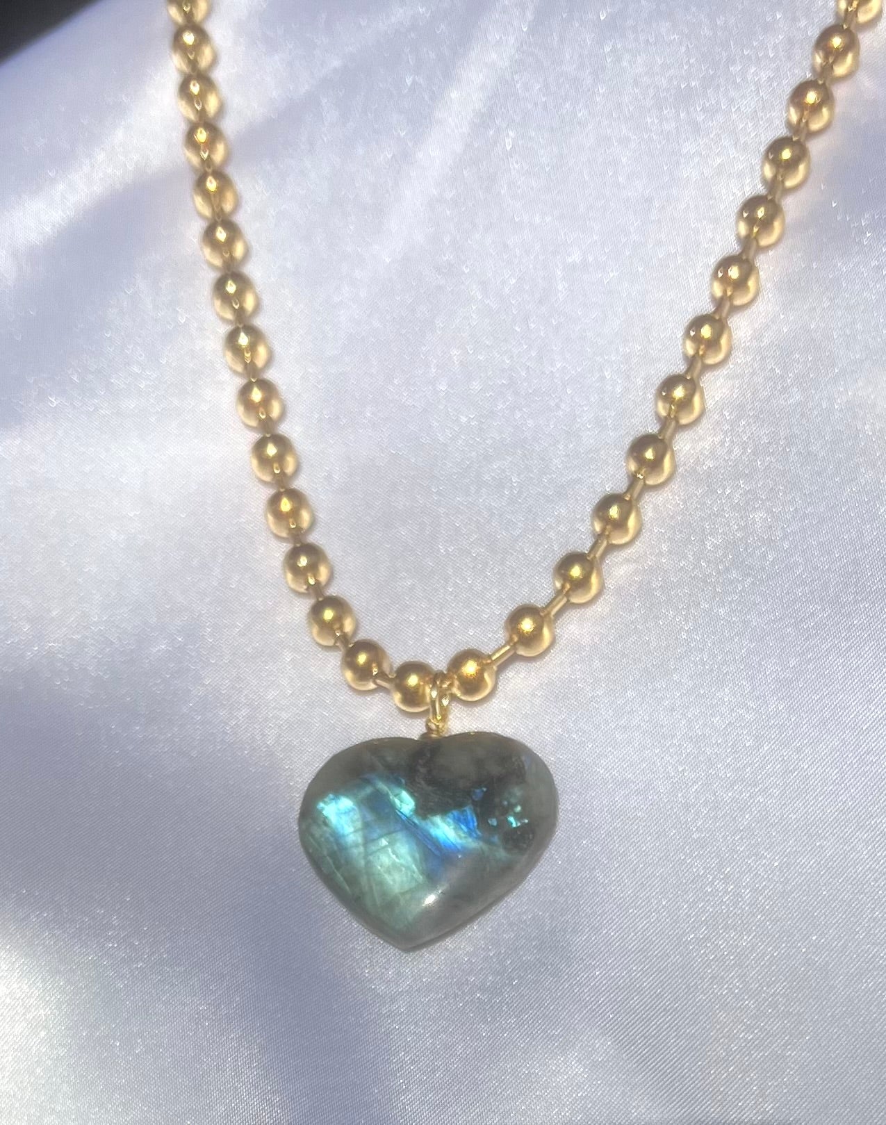 LABRADORITE BALL CHAIN NECKLACE