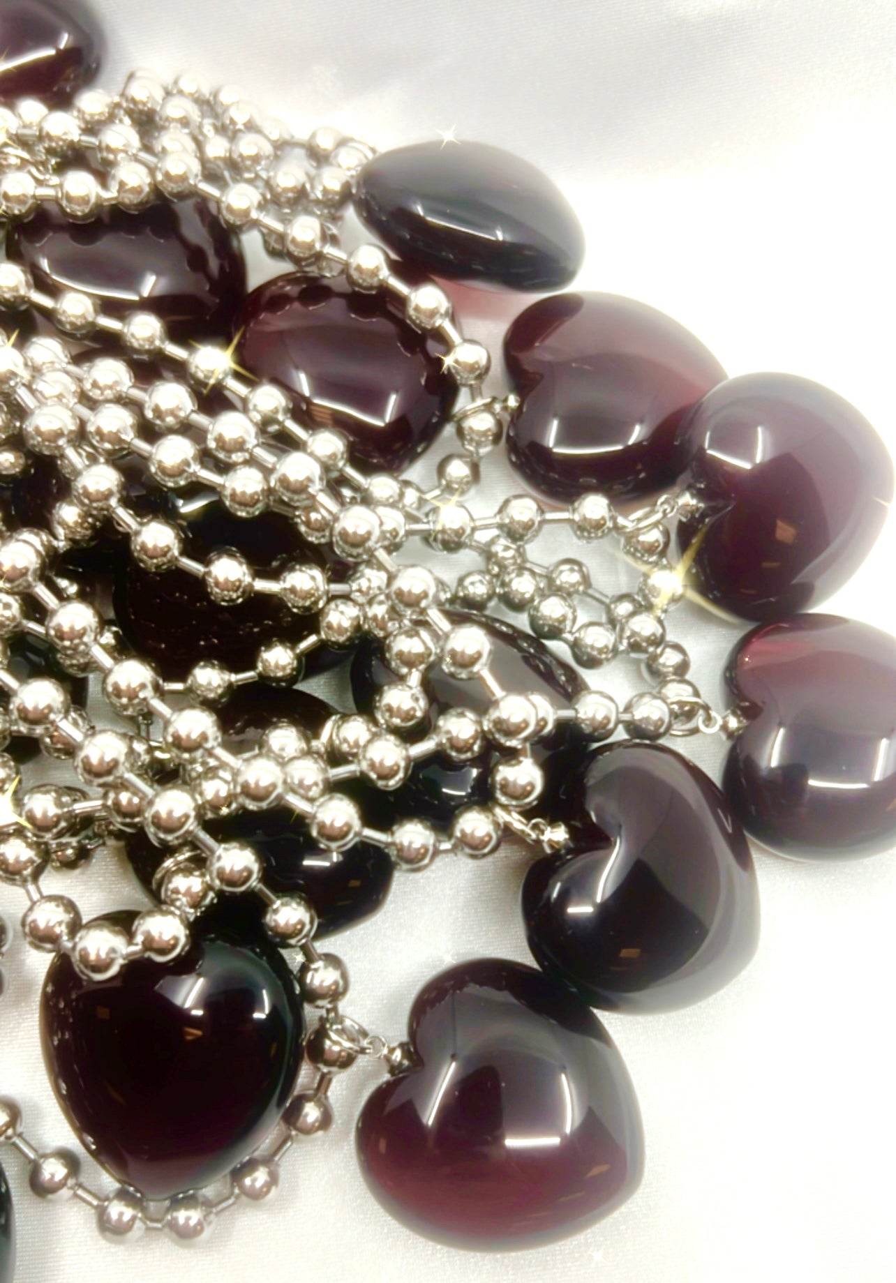 BLACK CHERRY QUARTZ BALL CHAIN (DYED)