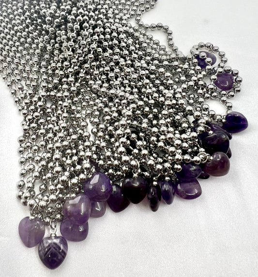 AMETHYST 4MM BALL CHAIN- protection, stress relief, inner peace