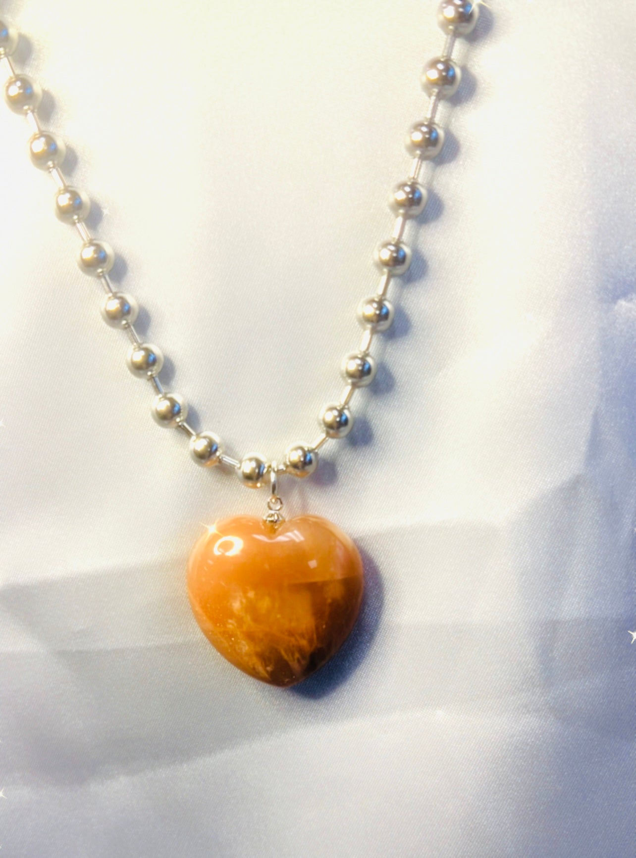 SUNSTONE BALL CHAIN NECKLACE