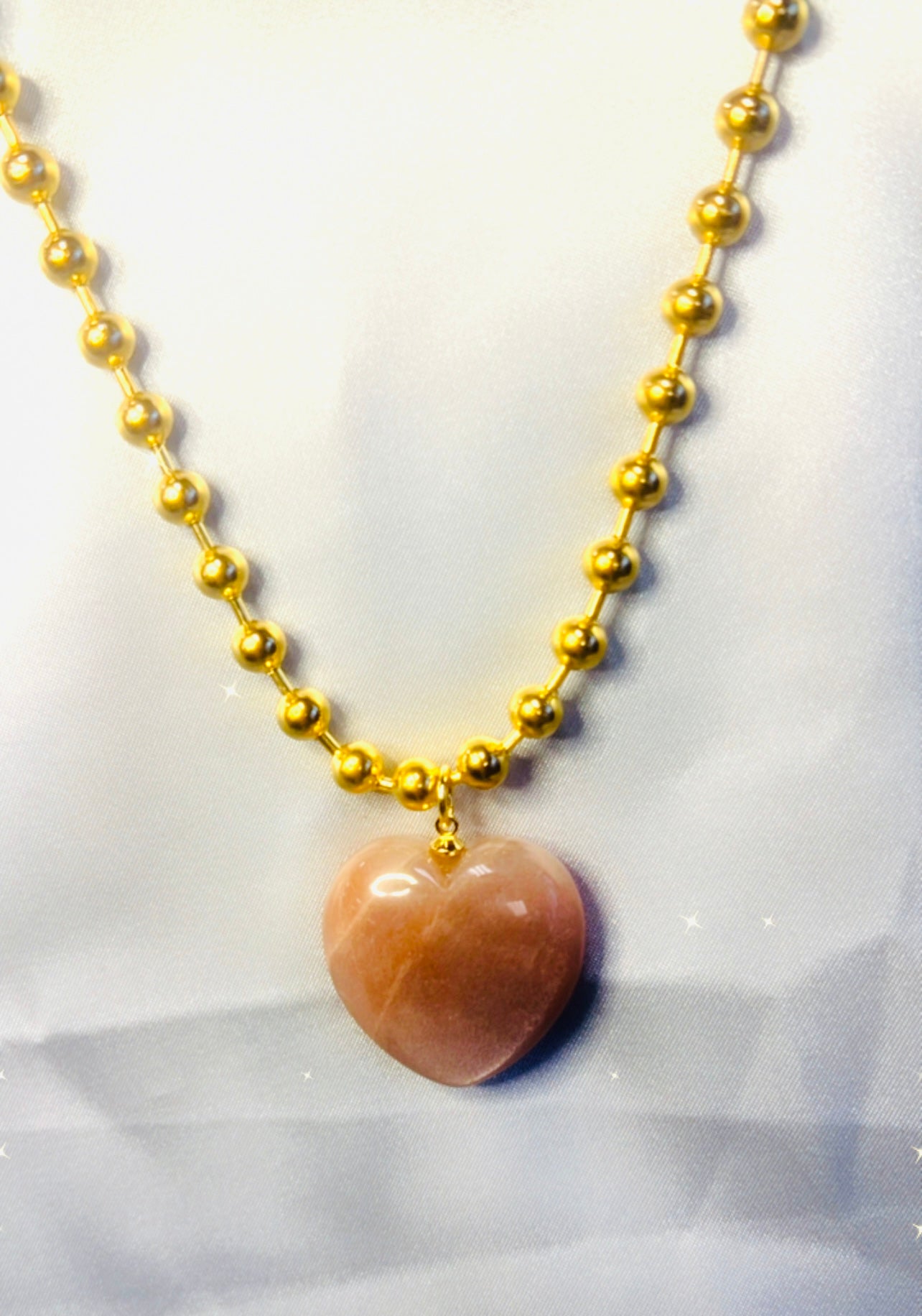 SUNSTONE BALL CHAIN NECKLACE