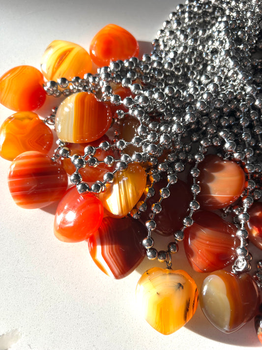 CARNELIAN BALL CHAIN- ambition, energy, attraction, action