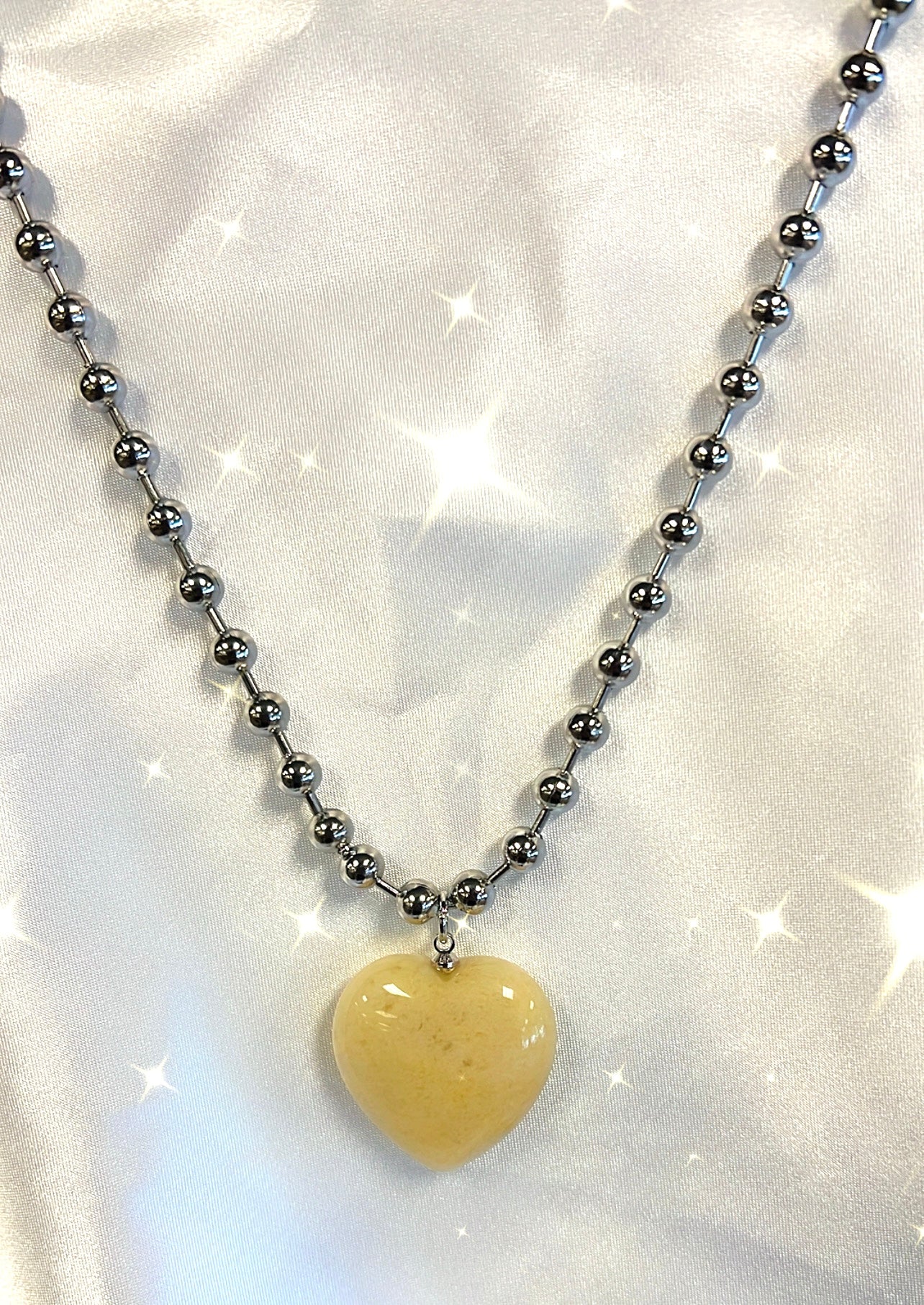 GOLDEN HEALER BALL CHAIN HEART NECKLACE- 963hz, clear blockages, multi-healing, raise your vibration, the God frequency