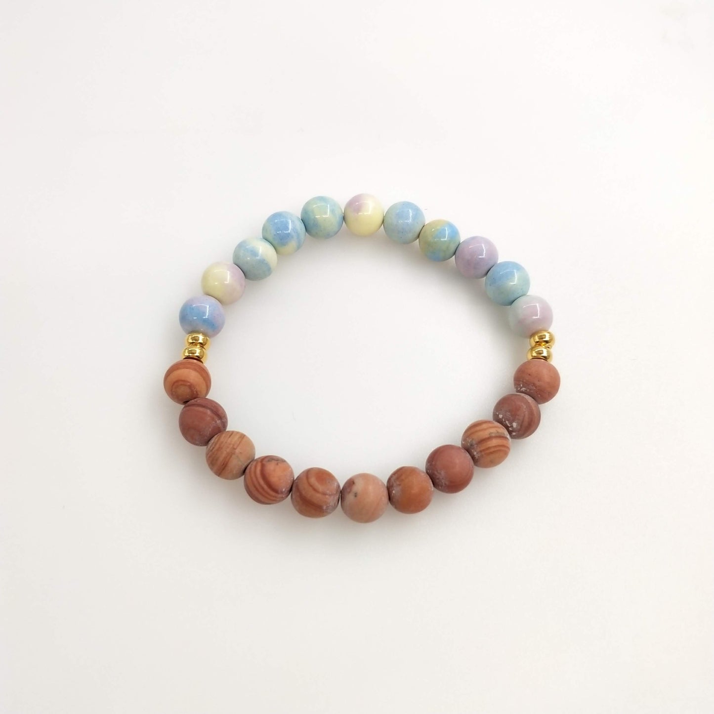 ALASHAN AGATE AND ROSEWOOD BRACELET- stamina, endurance, energy, emotional balance