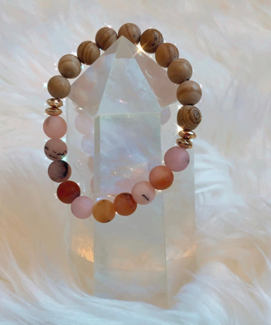 PINK OPAL BRACELET- PEACE, COMPASSION, HEALING, EMOTIONAL BALANCE