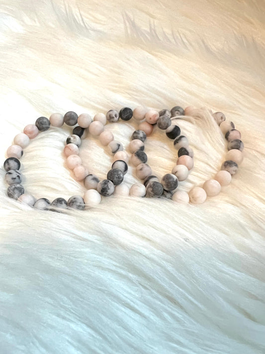 PINK ZEBRA JASPER BRACELET- opportunities, success, action